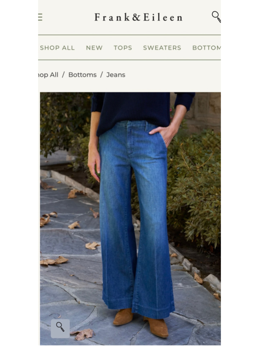 Frank & Eileen West Village Wide-Leg Jeans in Blue 1984 Wash 4 New!